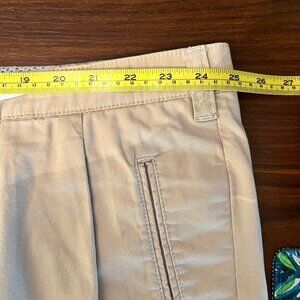 Saint Hilaire Mens 50 x 33 Cotton Khaki Elastane Trousers Pants Pleated Big Tall